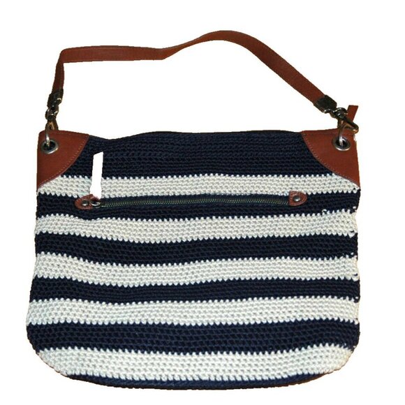 The Sak Handbags - THE SAK Shoulder Bag Tote Blue and White Mid Size Zipper Closure Purse Original